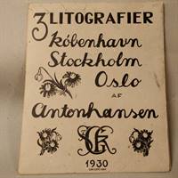 gamle litografier Stockholm Oslo København Anton Hansen 1930 Chr. Cato 